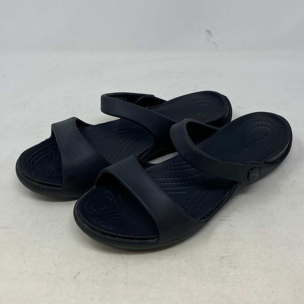 Crocs Swiftwater Sandal Womens 7 Black Dual Comfort Strappy Slides 204268